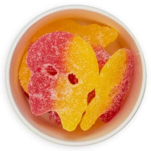 Lemon & Raspberry Skull Bubs pick and mix sweets with fruity lemon and raspberry flavour and soft foam texture from Sugar Plum Sweetery