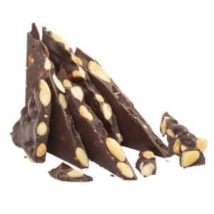 Smooth Dark Chocolate Slab delicately mixed with roasted almonds, handcrafted from premium sustainably-sourced cocoa.