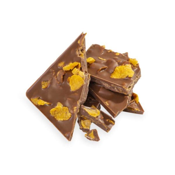 Handmade Toasted Flakes Slab made with premium milk chocolate and gluten-free cornflakes, offering a unique crunchy breakfast-inspired treat.
