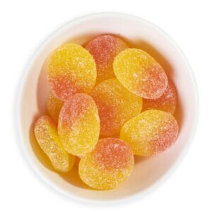 Fizzy Peaches pick and mix sweets with juicy peach flavour and a tangy fizzy sugar coating from Sugar Plum Sweetery