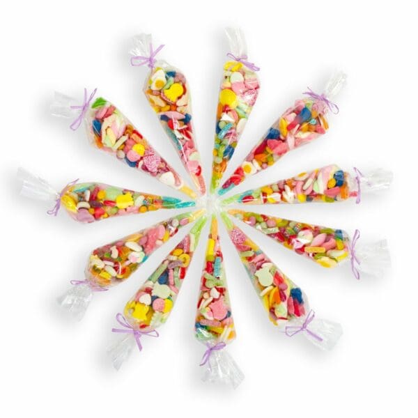 Eleven Pick and Mix Cones, filled with traditional sweets from childhood. The perfect party gift. Delivery available nationwide from our online sweetshop.