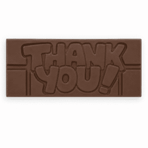 A small chocolate bar, with a slight gold frosting. The perfect way to say thank you. Premium handmade Irish chocolate. Delivery available nationwide from our online sweetshop.