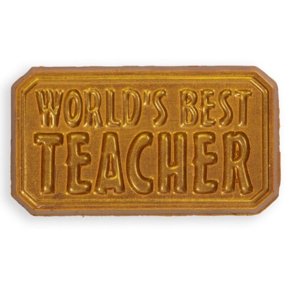Our Gold Best Teacher Bar, a handmade premium chocolate gift for a teacher. Delivery available nationwide.