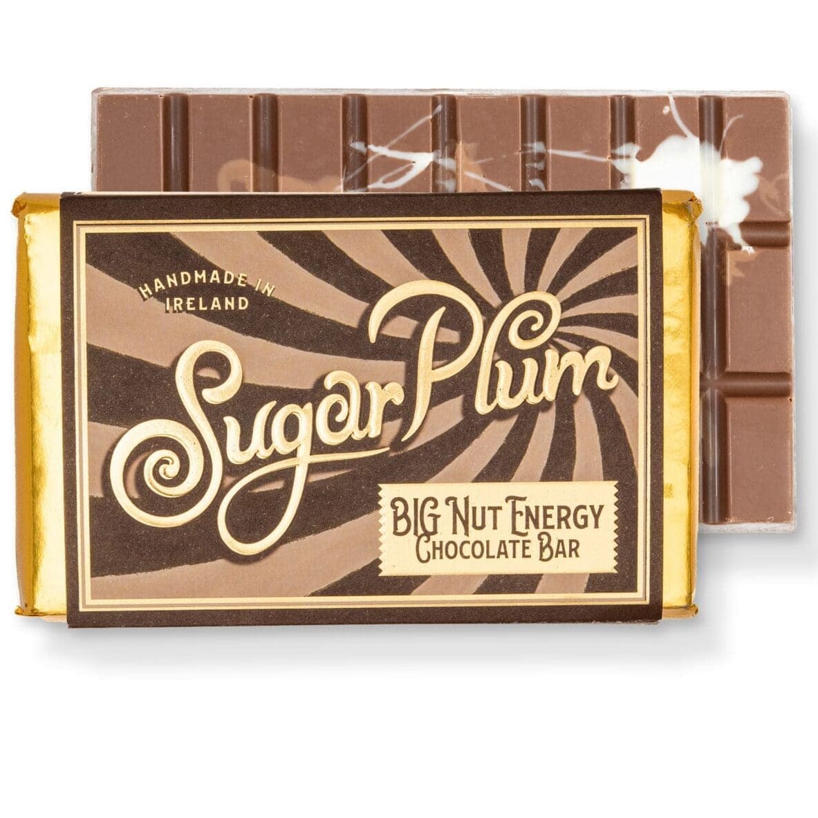 Big Nut Energy chocolate bar loaded with roasted nuts, creamy chocolate and crunchy textures from Sugar Plum Sweetery