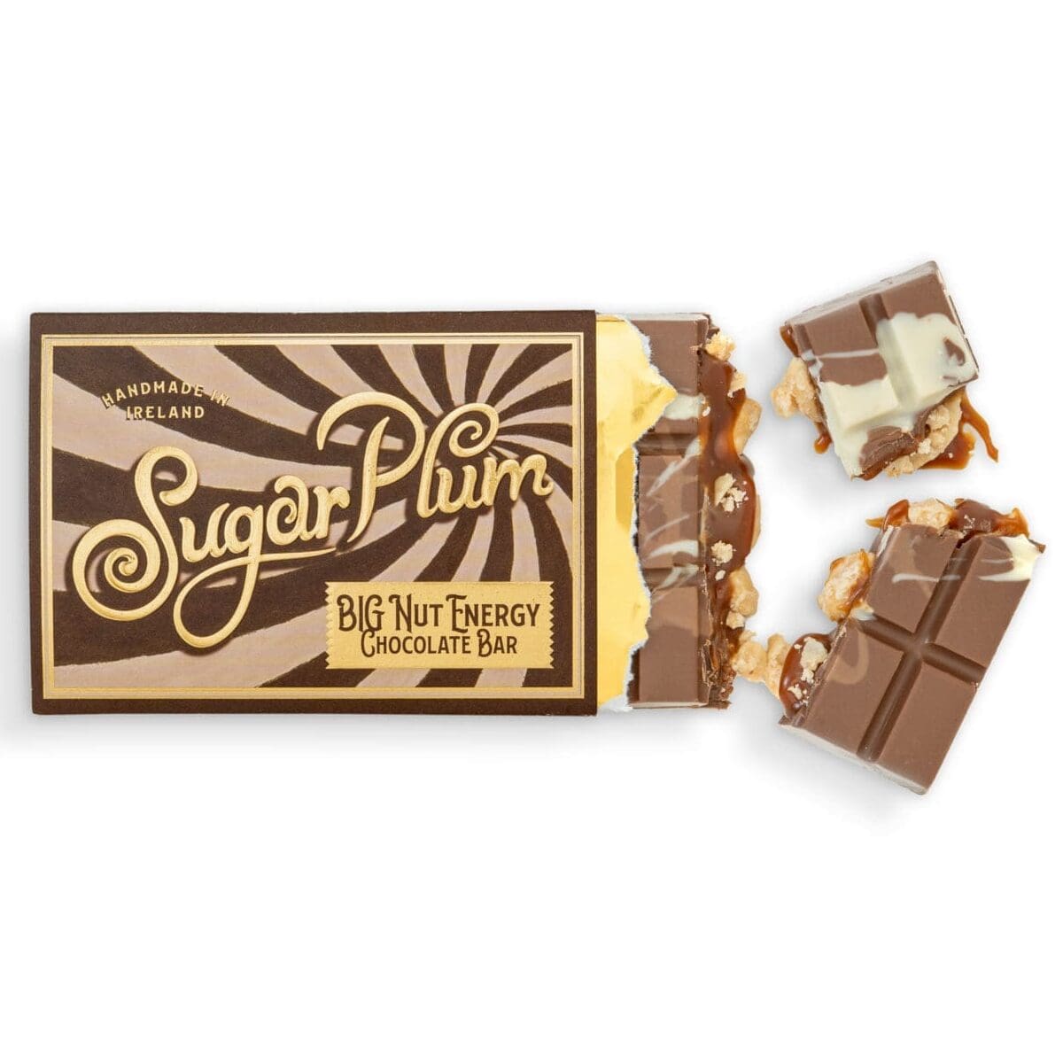 Big Nut Energy chocolate bar loaded with roasted nuts, creamy chocolate and crunchy textures from Sugar Plum Sweetery