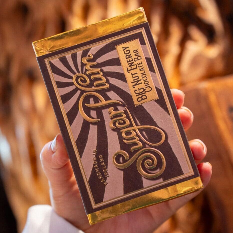 Big Nut Energy chocolate bar loaded with roasted nuts, creamy chocolate and crunchy textures from Sugar Plum Sweetery
