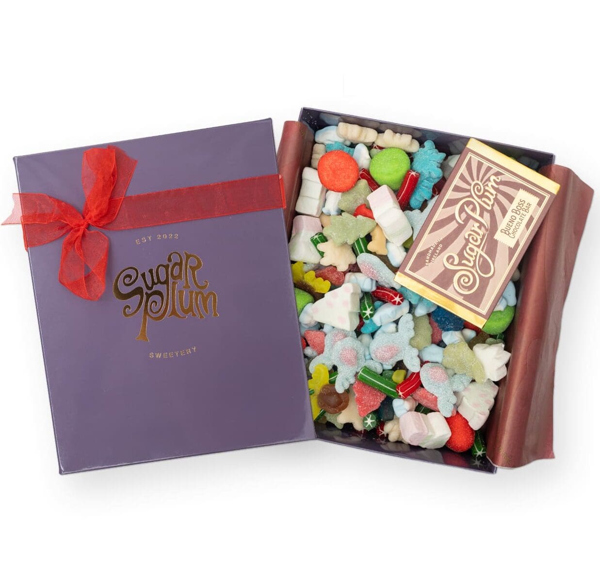 The Sugar Plum Sweet & Bueno Bar Box, the perfect Christmas gift. From the creators of the viral Chocolate Dubai Bar. Delivery available nationwide.