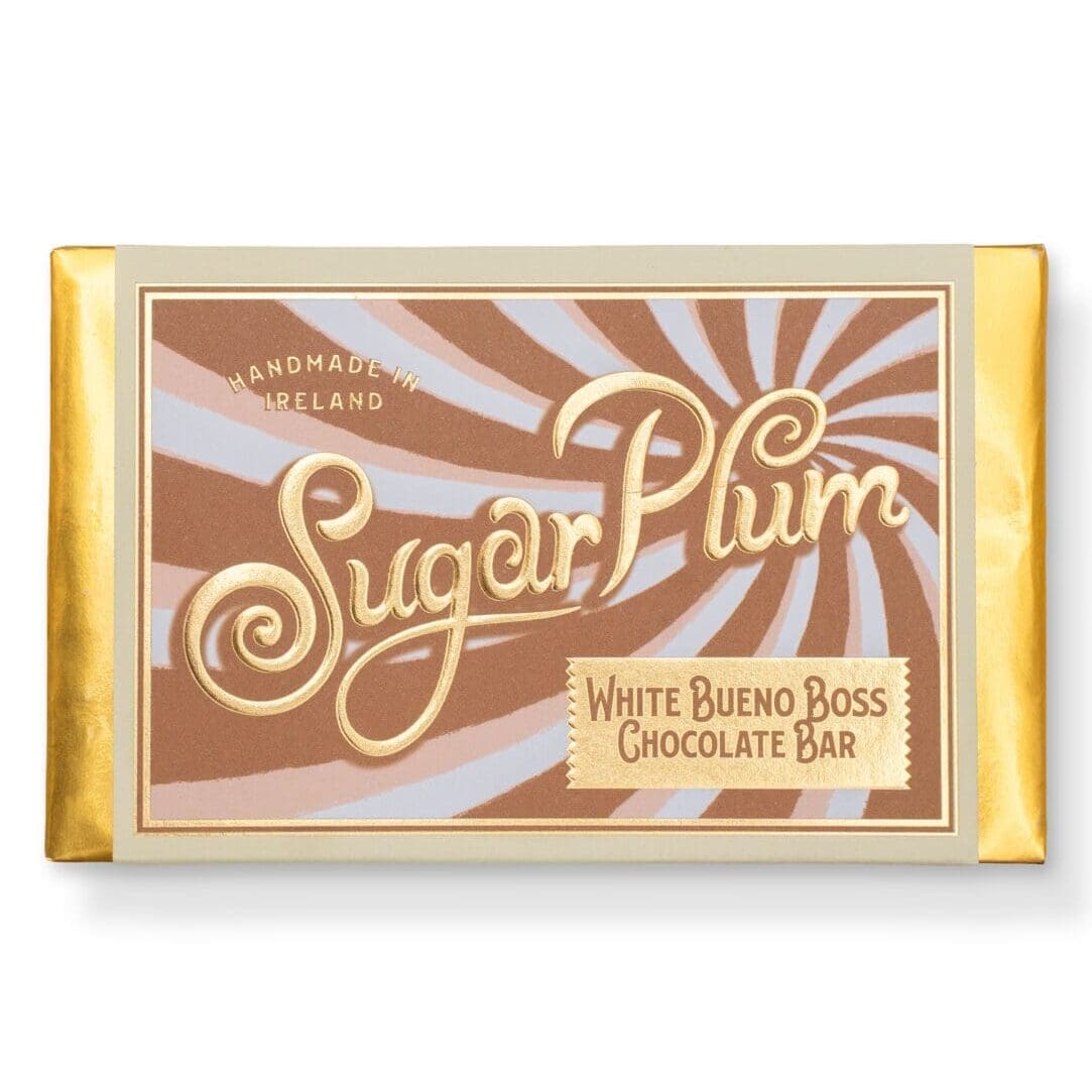 White chocolate Kinder Bueno style bar with hazelnut cream and wafer crunch, handmade gourmet chocolate bar Ireland gift