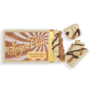Handmade white chocolate Bueno bar filled with creamy hazelnut filling and crispy wafer pieces, luxury Irish chocolate by Sugar Plum Sweetery