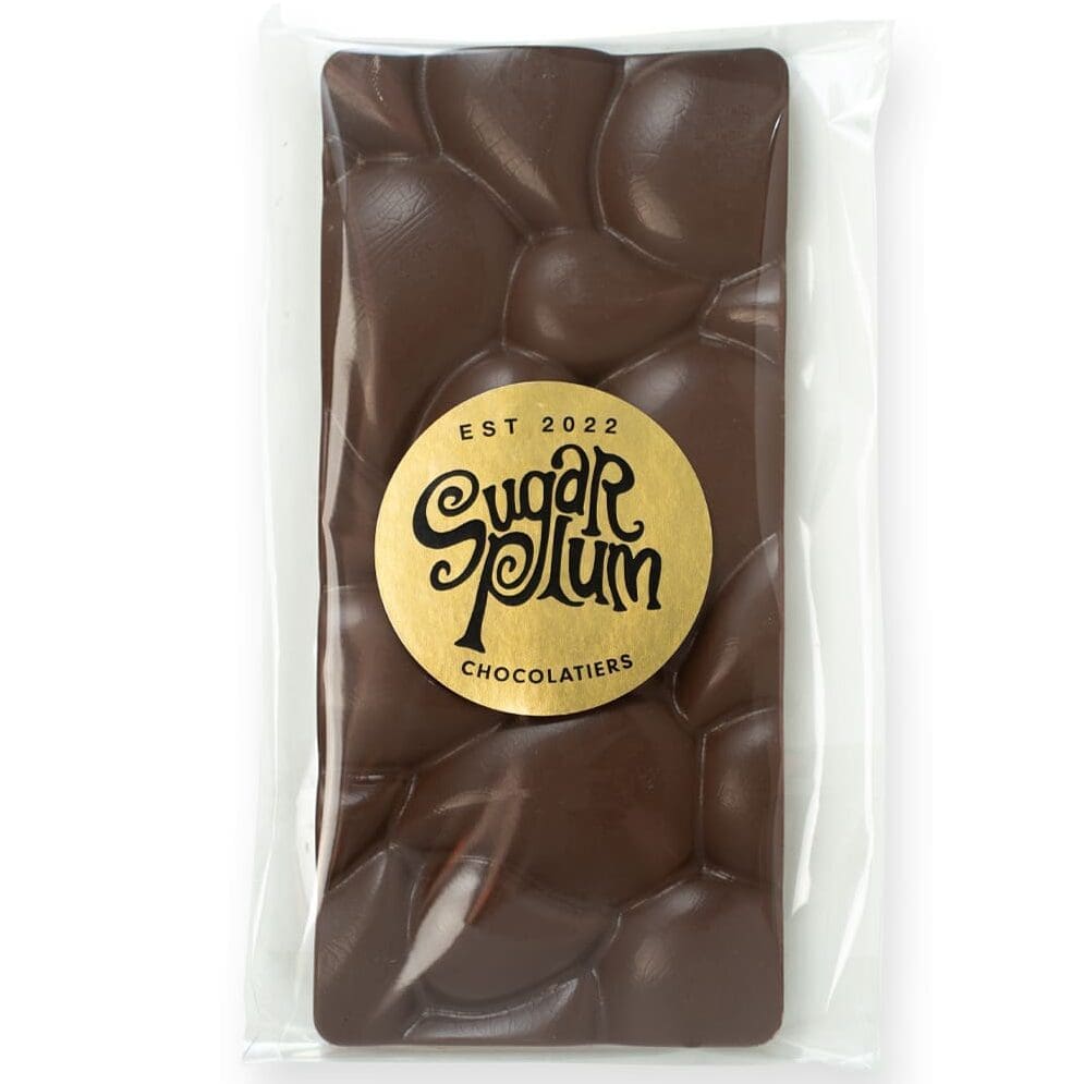 Pistachio Cream Chocolate Bar with creamy pistachio filling and milk chocolate from Sugar Plum Sweetery