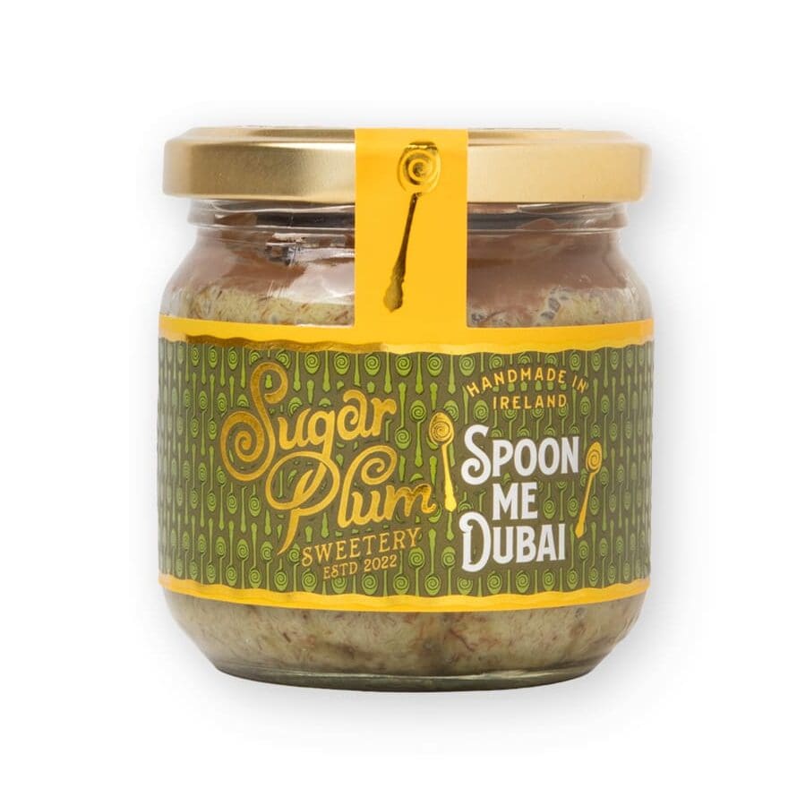 Spoon Me Dubai dessert layered with pistachio cream, crispy kataifi pastry and smooth milk chocolate from Sugar Plum Sweetery