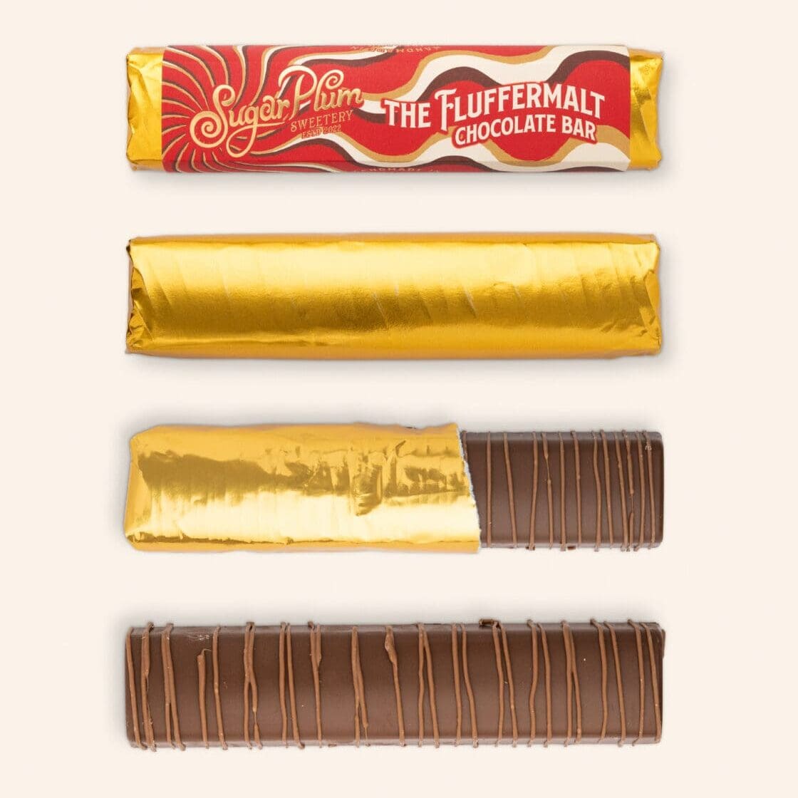 The Fluffermalt milk chocolate bar with marshmallow, malt balls and caramel