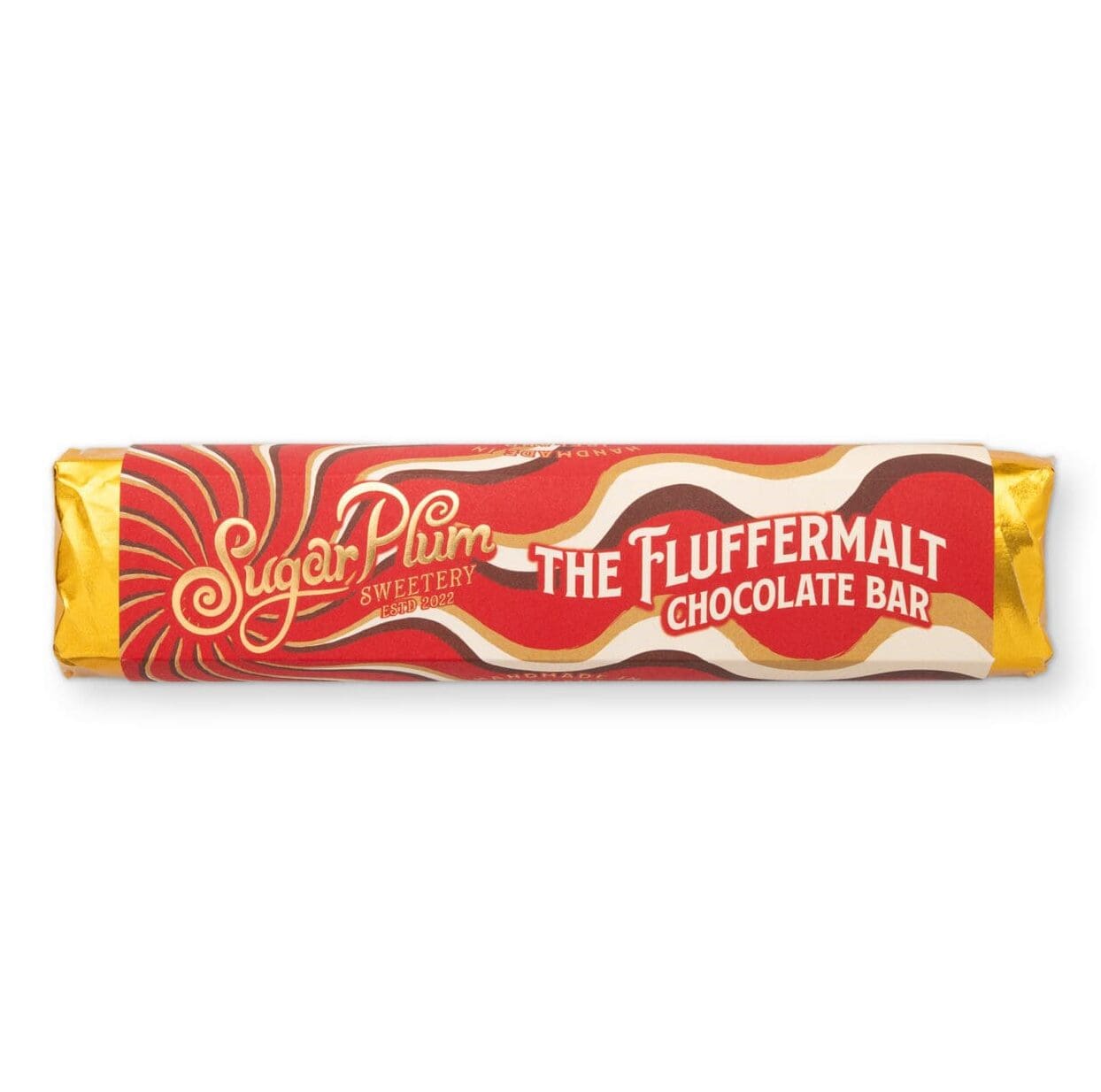 The Fluffermalt milk chocolate bar with marshmallow, malt balls and caramel
