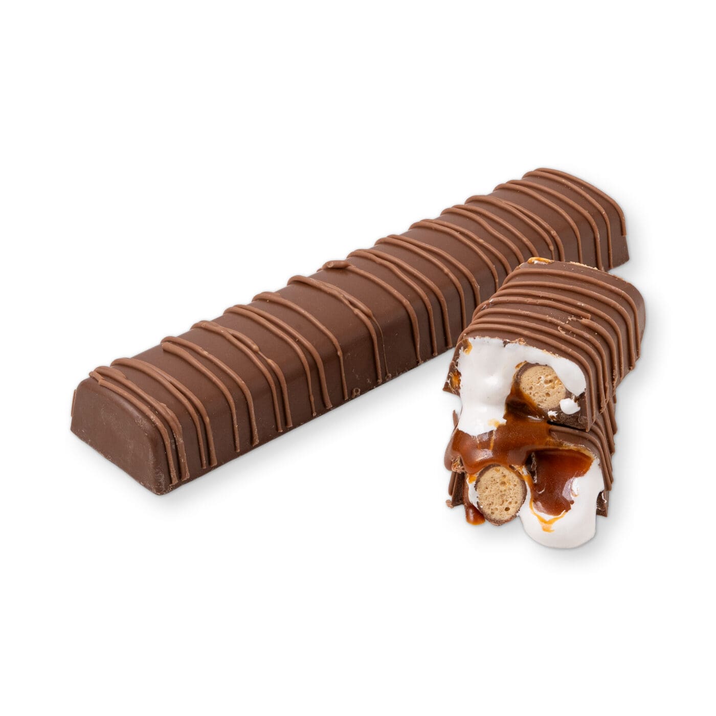 The Fluffermalt milk chocolate bar with marshmallow, malt balls and caramel